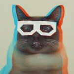Chat avec des lunettes 3D