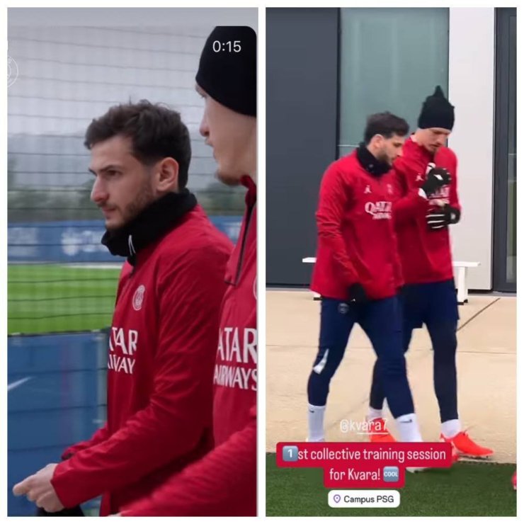 Kvaratskhelia participou do treino da equipe principal do PSG com Safonov
