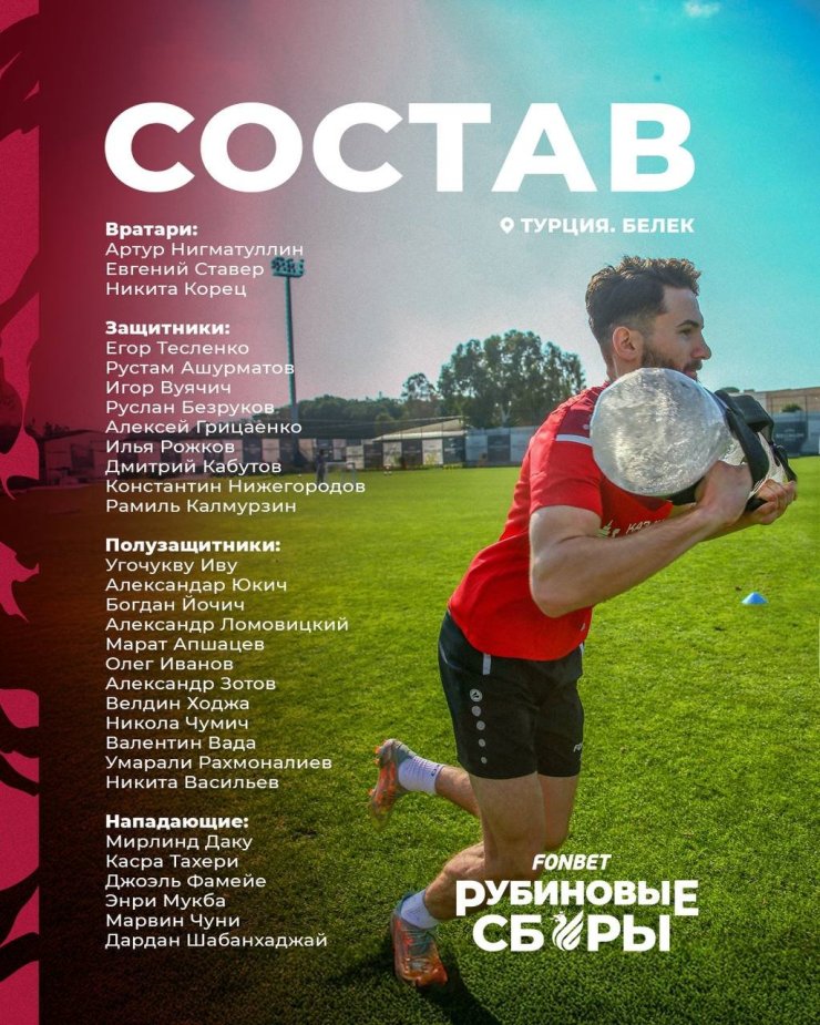 Rubin announced the roster for the first winter training camp