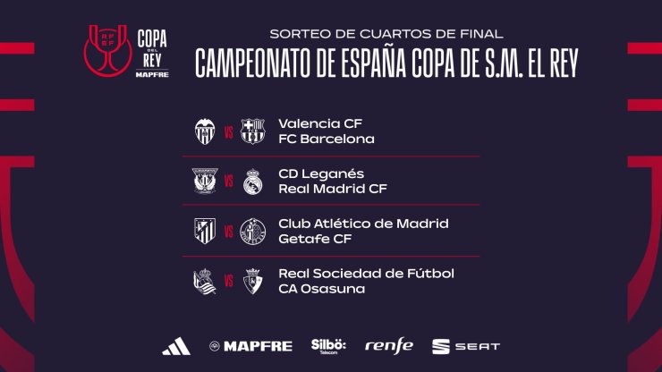 Le « Real » et le « Barcelone » ont reconnu leurs adversaires en 1/4 de finale de la Copa del Rey